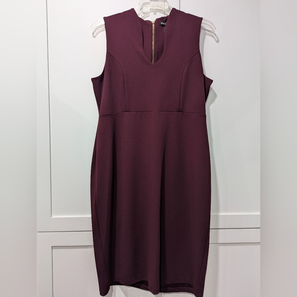 Nina Leonard Deep Burgundy Midi Dress Size XL